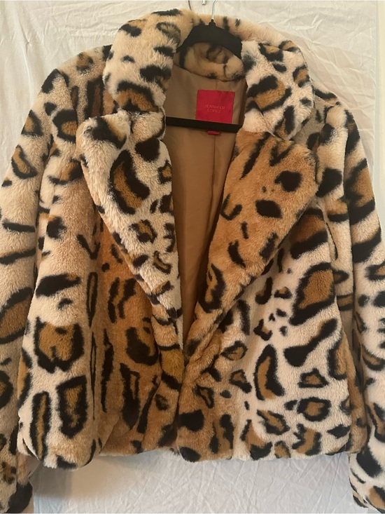 Jennifer Lopez Jackets & Blazers - Jennifer Lopez Leopard Faux Fur Teddy Jacket - Brown Black Cream